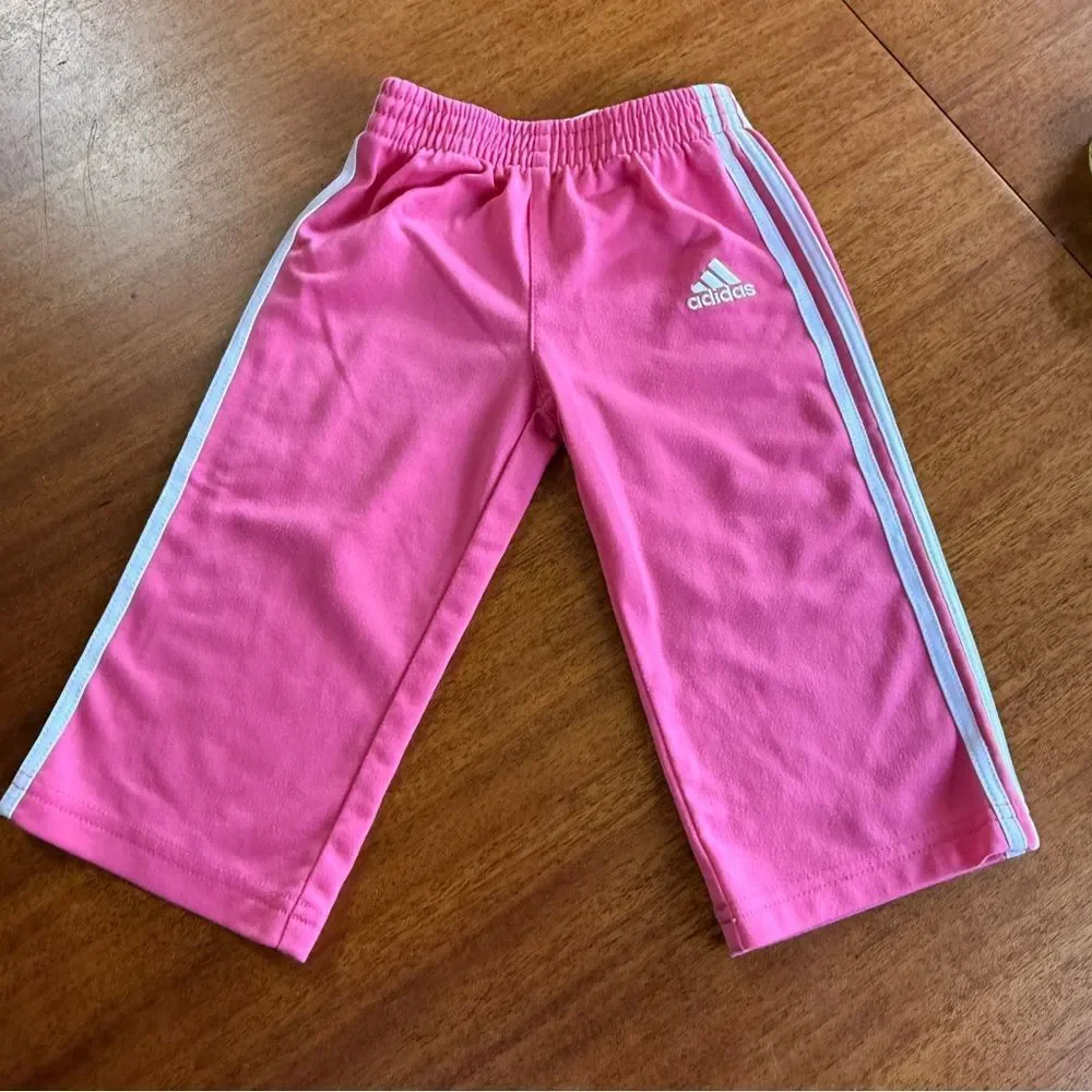 Adidas Baby Girl Pink Track Pants White Stripes 12 Months